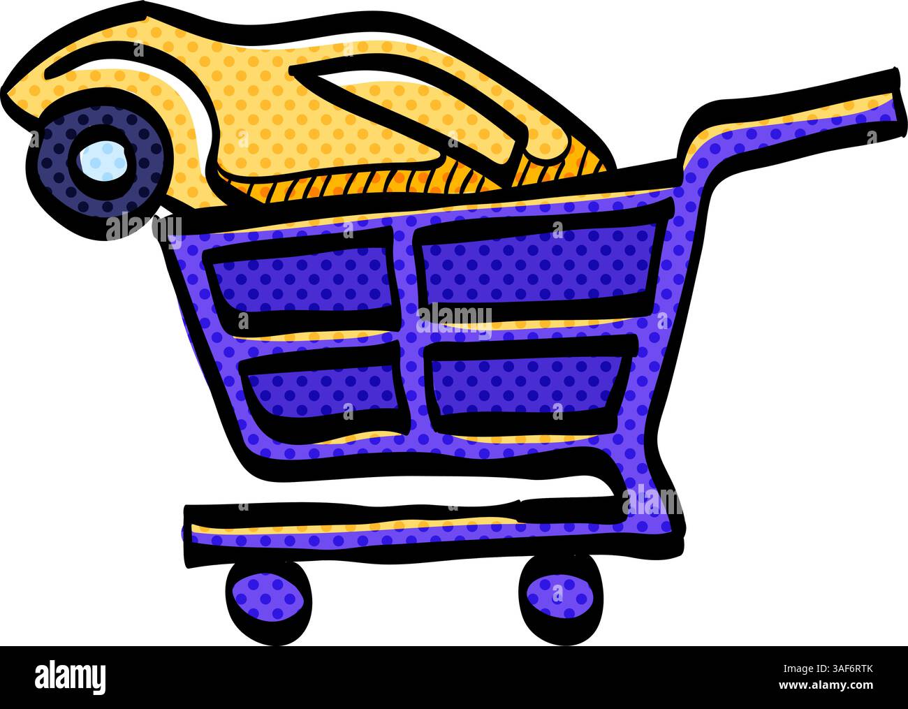 Car shopping halftone icon hand drawn color vector illustration Stock ...