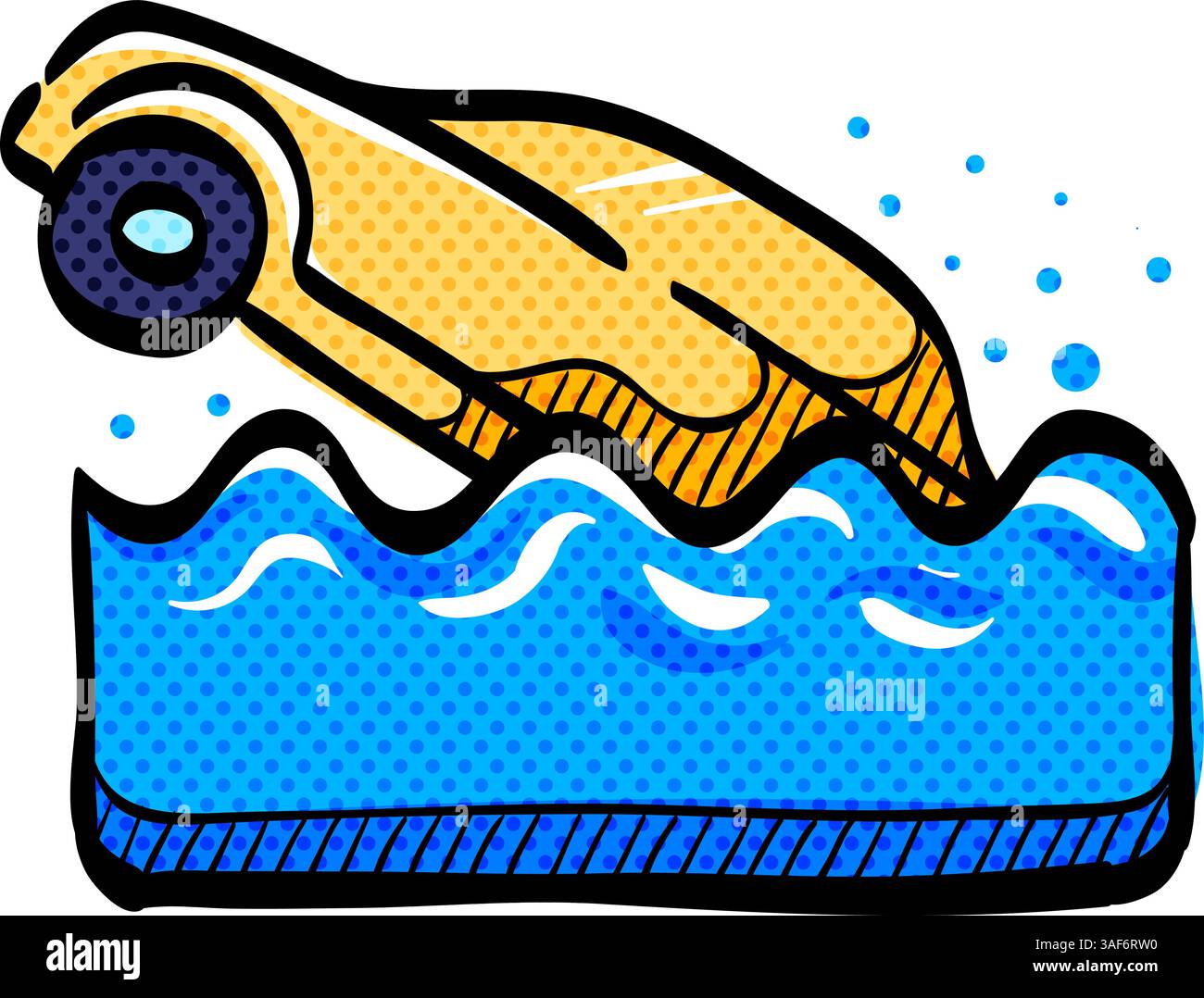 Drowned car halftone icon hand drawn color vector illustration Stock ...