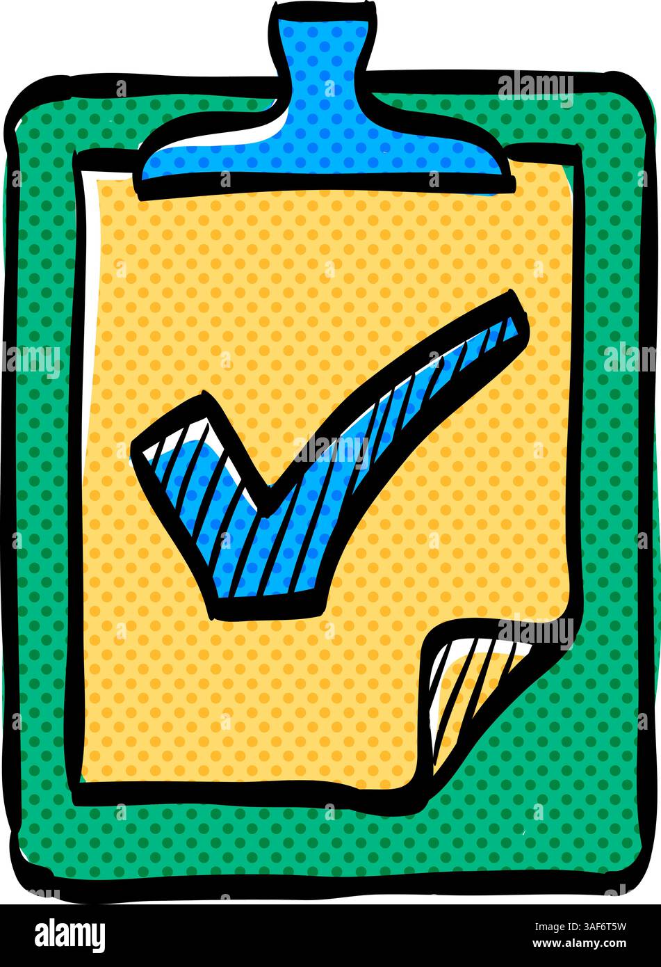 Checklist halftone icon hand drawn color vector illustration Stock Vector