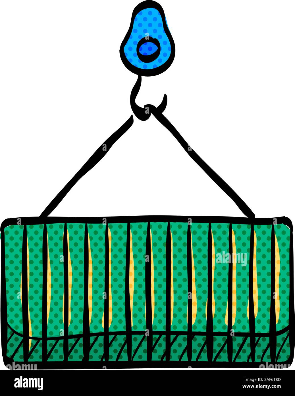 Container halftone icon hand drawn color vector illustration Stock Vector