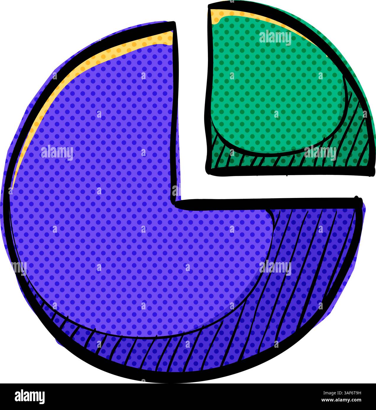 Pie chart halftone icon hand drawn color vector illustration Stock ...