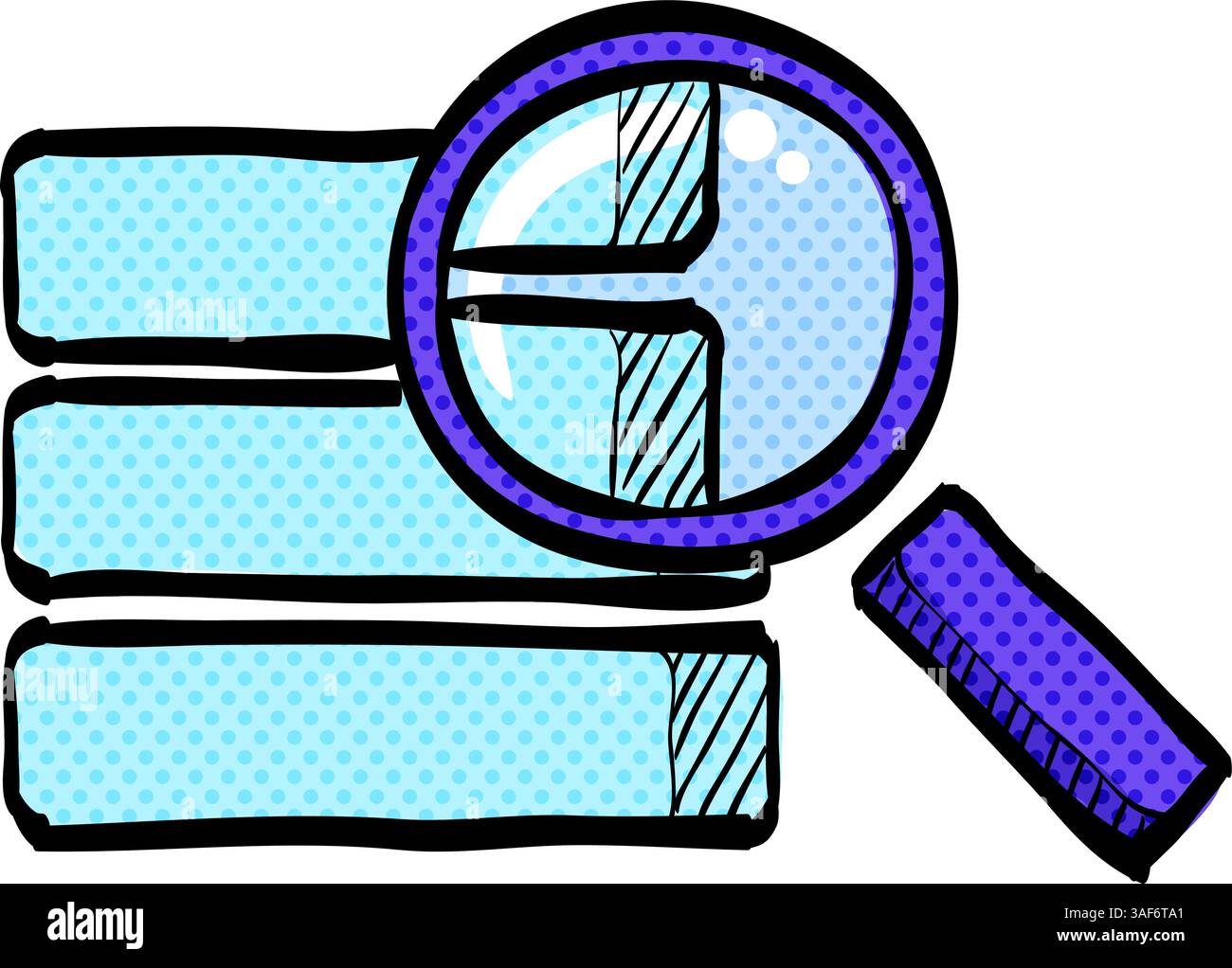 Database search halftone icon hand drawn color vector illustration Stock Vector