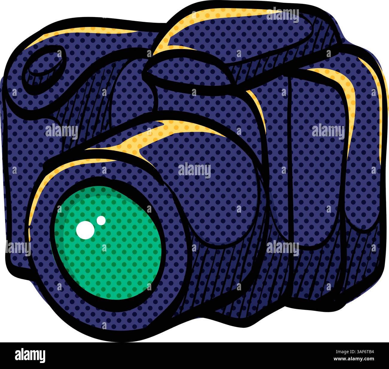 Camera halftone icon hand drawn color vector illustration Stock Vector