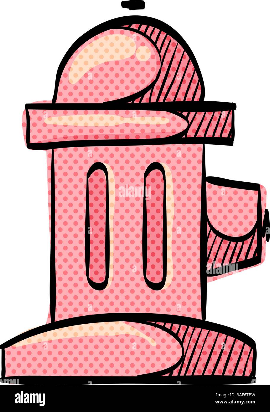 Hydrant halftone icon hand drawn color vector illustration Stock Vector