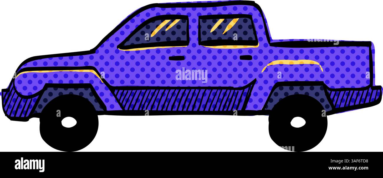 Car halftone icon hand drawn color vector illustration Stock Vector ...