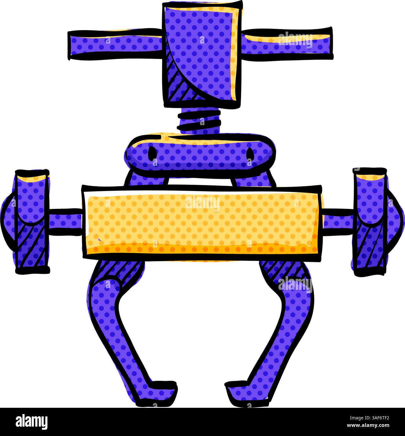 Bicycle tool halftone icon hand drawn color vector illustration Stock Vector