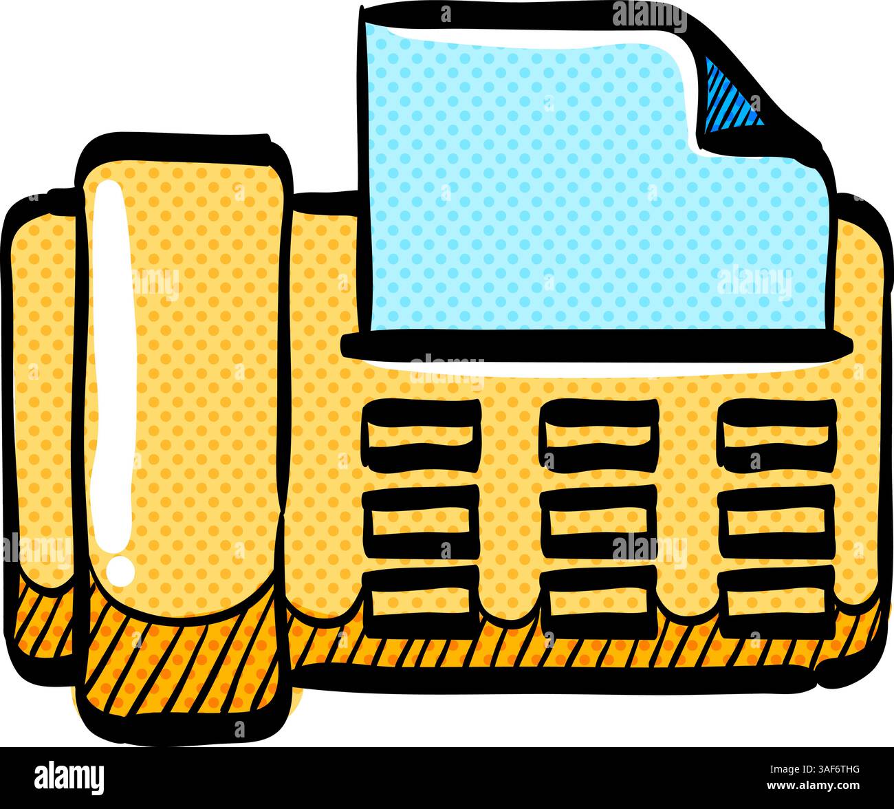 Facsimile halftone icon hand drawn color vector illustration Stock ...