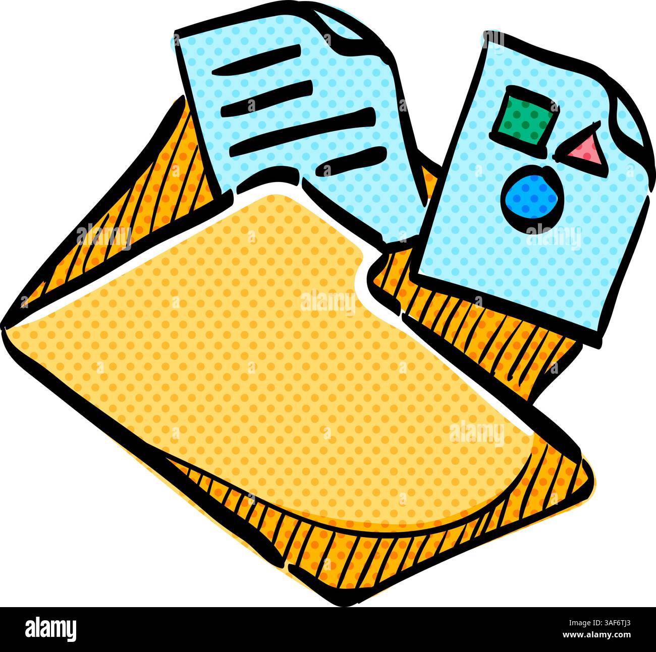 Folder halftone icon hand drawn color vector illustration Stock Vector