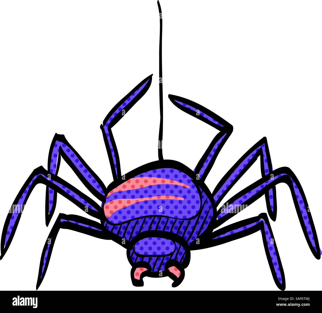 Spider halftone icon hand drawn color vector illustration Stock Vector