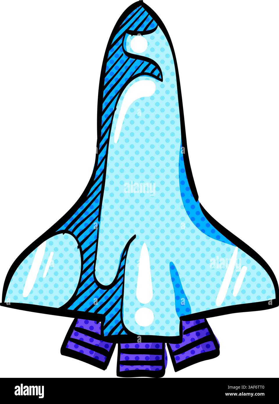 Space shuttle halftone icon hand drawn color vector illustration Stock Vector