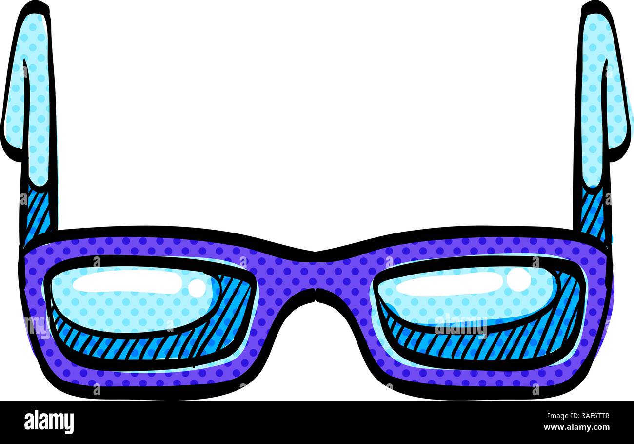 Eyeglasses halftone icon hand drawn color vector illustration Stock ...