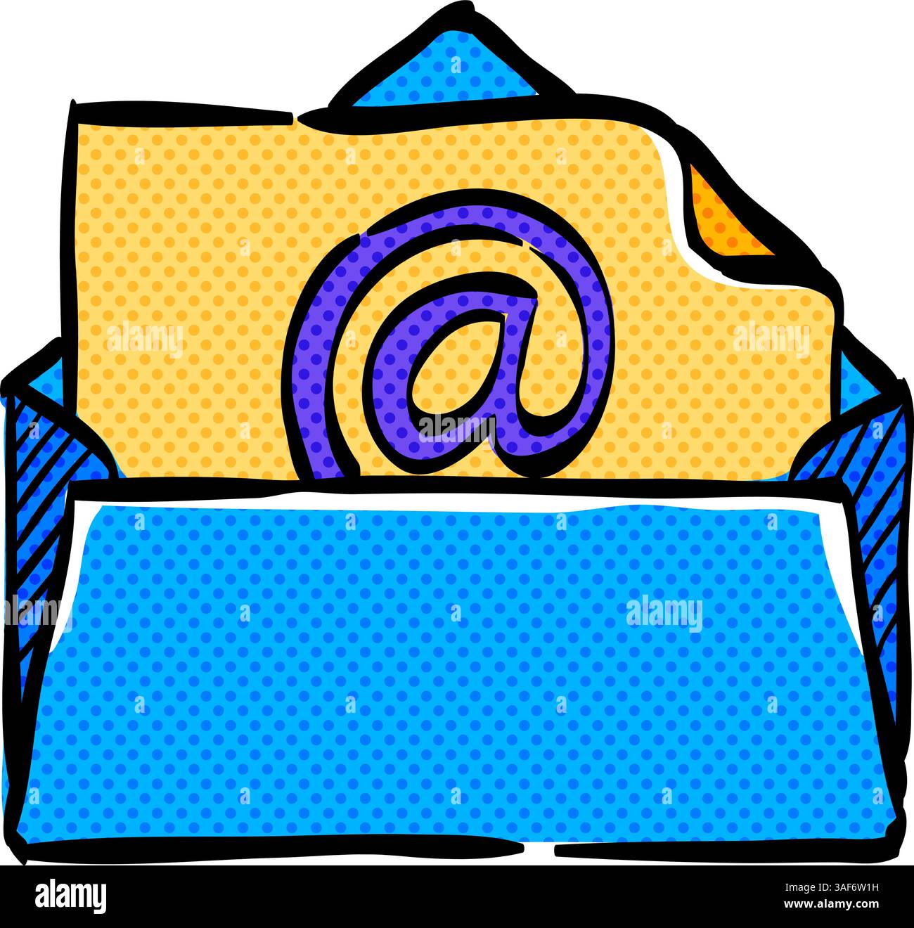 Email halftone icon hand drawn color vector illustration Stock Vector