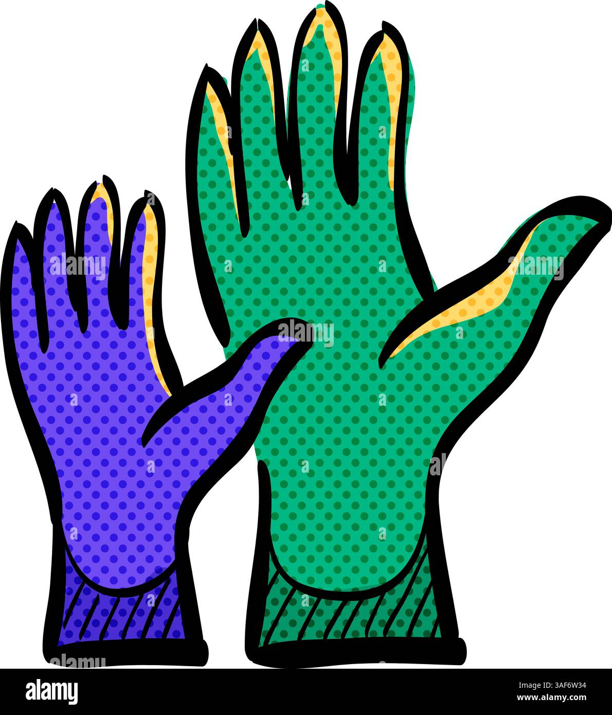 Hands halftone icon hand drawn color vector illustration Stock Vector ...