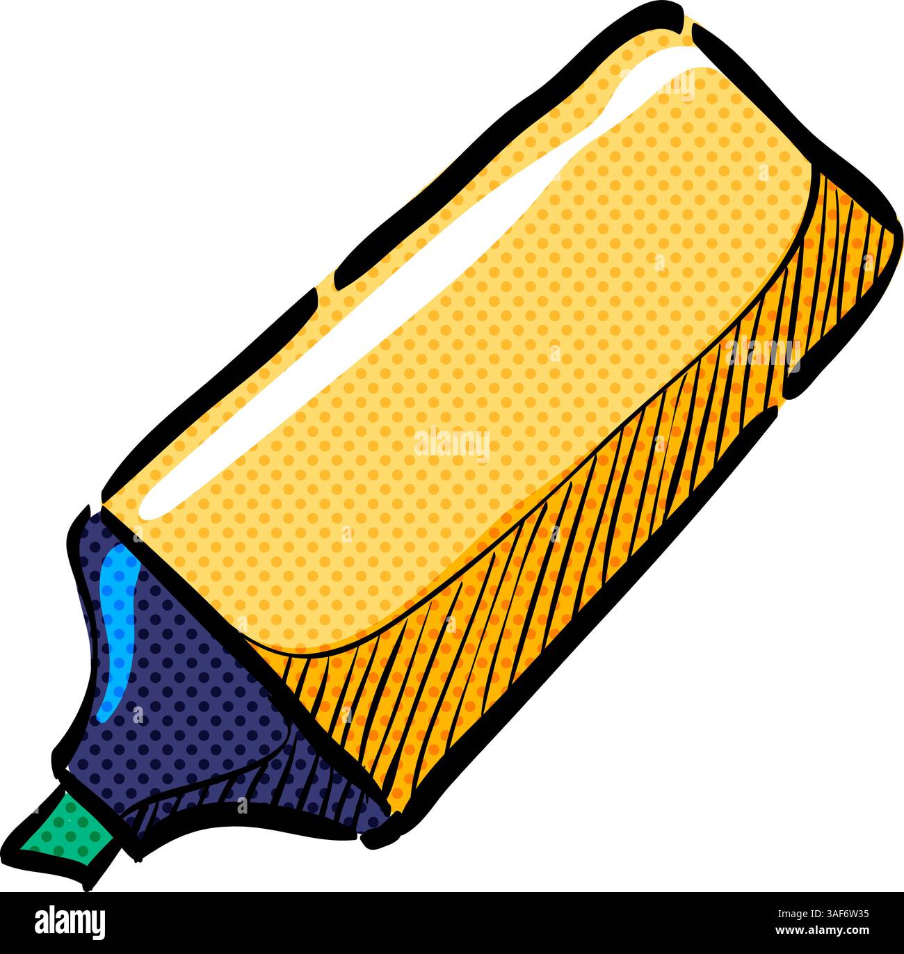 High light pen halftone icon hand drawn color vector illustration Stock ...