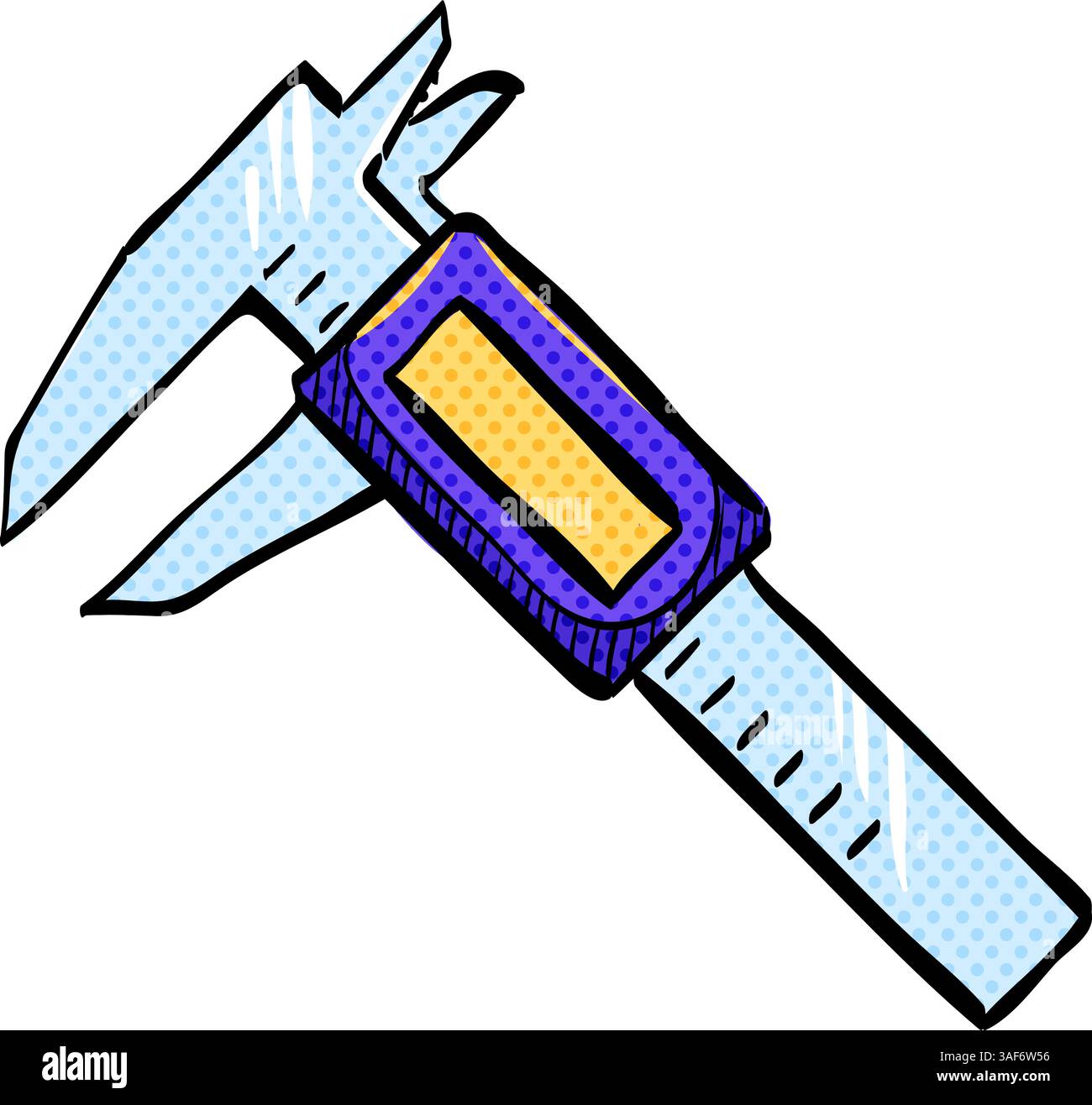 Digital caliper halftone icon hand drawn color vector illustration Stock Vector