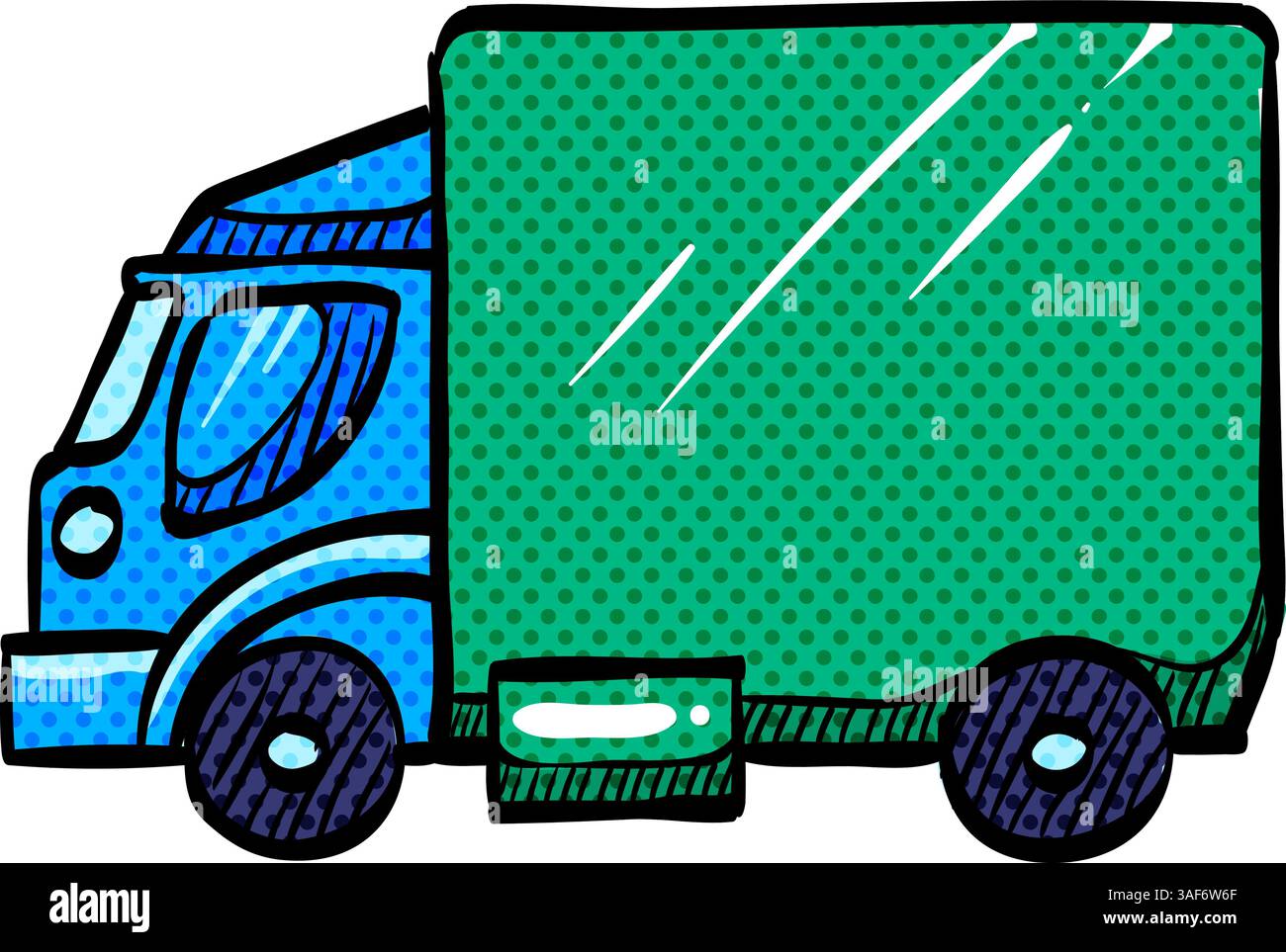 Truck halftone icon hand drawn color vector illustration Stock Vector ...
