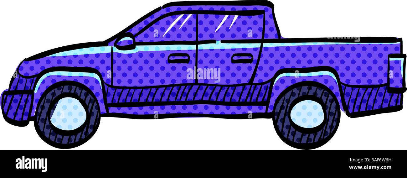 Car halftone icon hand drawn color vector illustration Stock Vector ...