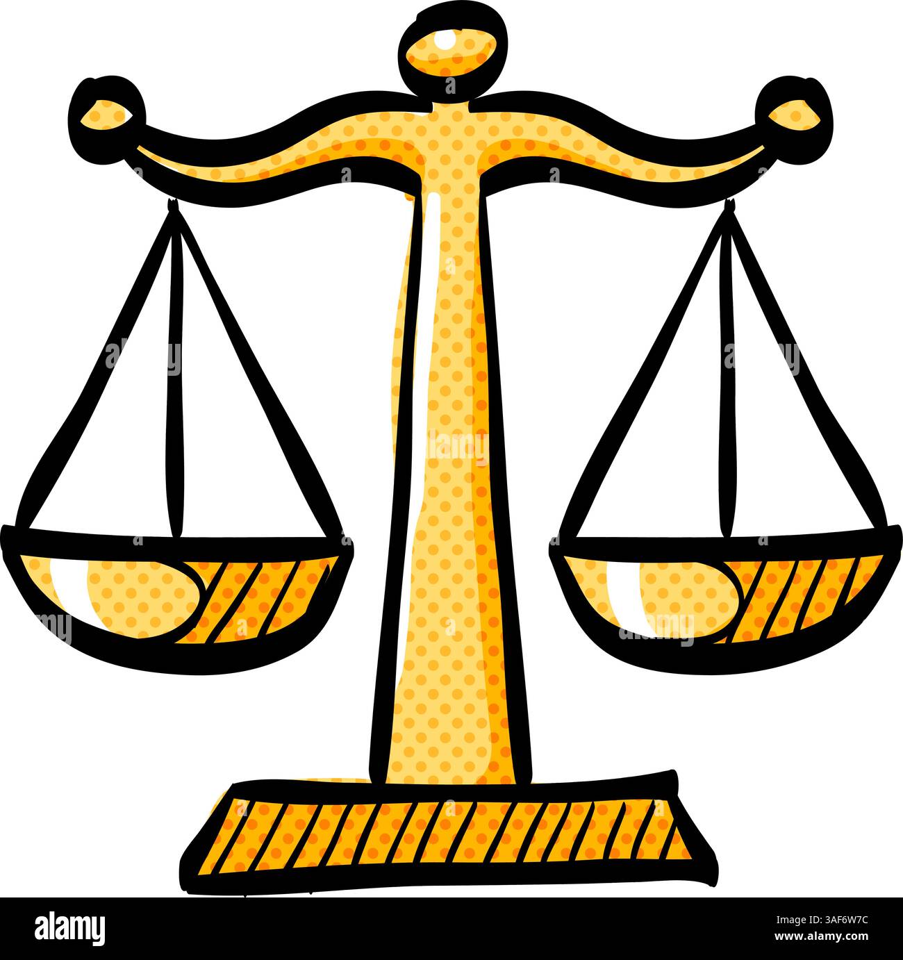Justice scale halftone icon hand drawn color vector illustration Stock ...
