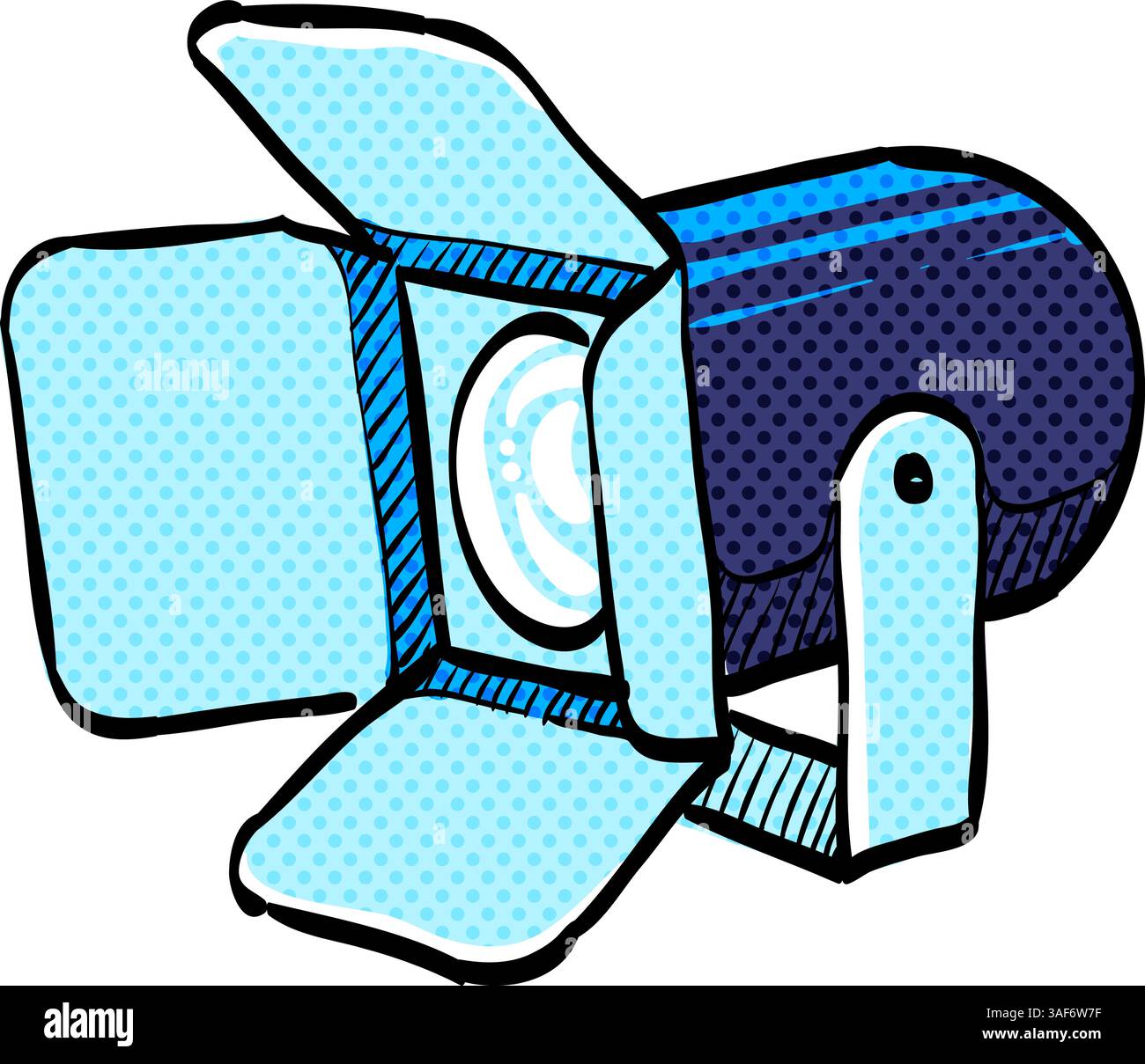 Studio lighting halftone icon hand drawn color vector illustration Stock Vector