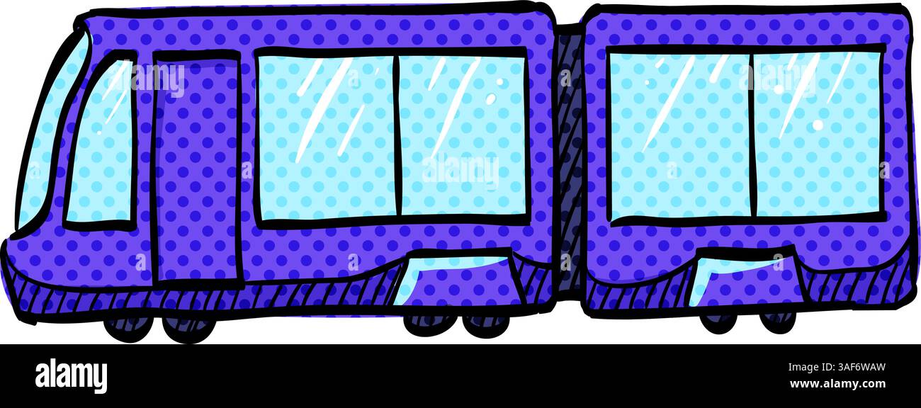 Tram halftone icon hand drawn color vector illustration Stock Vector