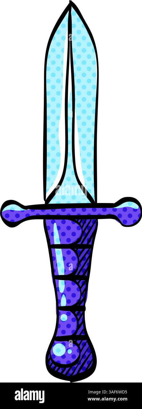 Knife halftone icon hand drawn color vector illustration Stock Vector