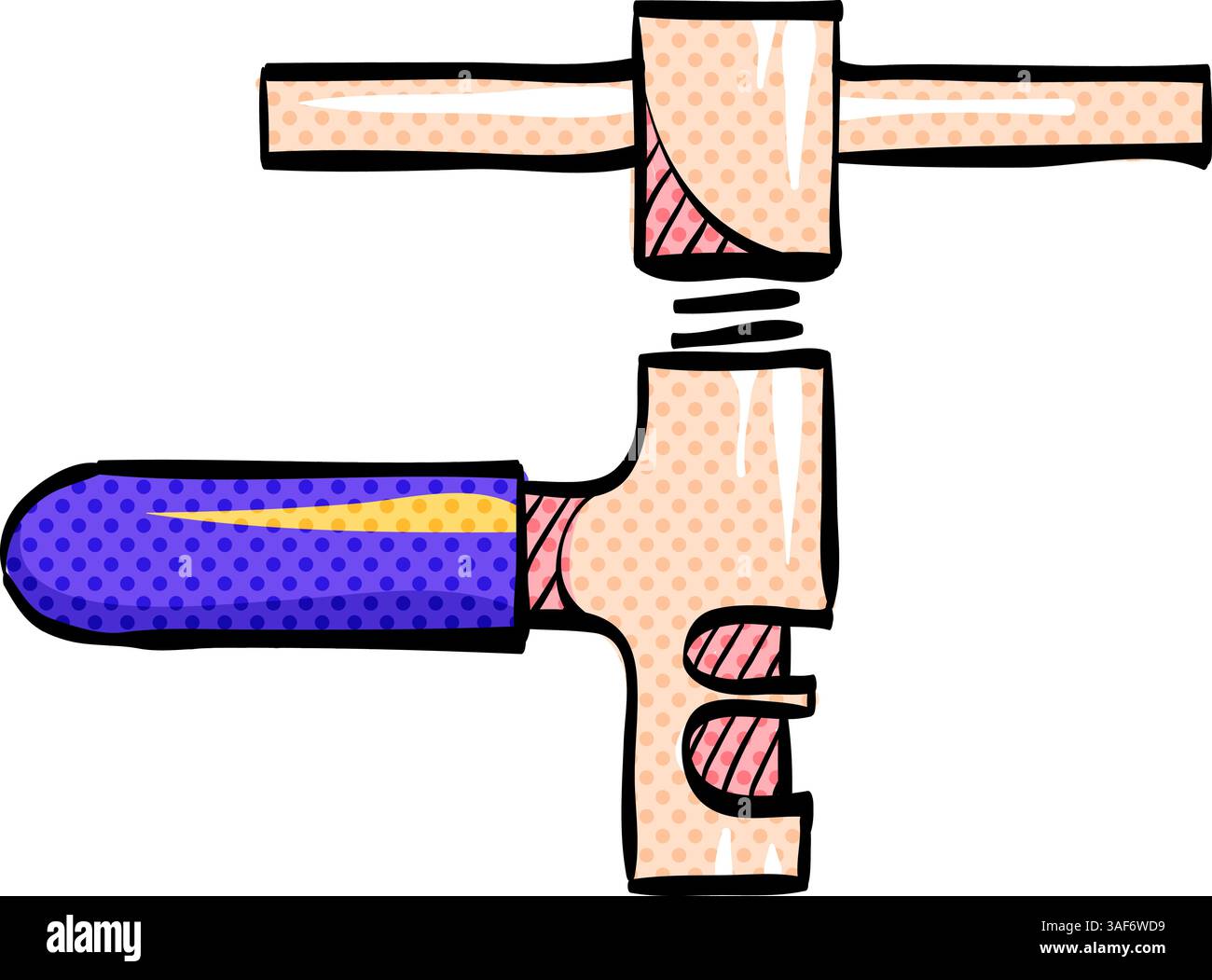 Chain halftone icon hand drawn color vector illustration Stock Vector