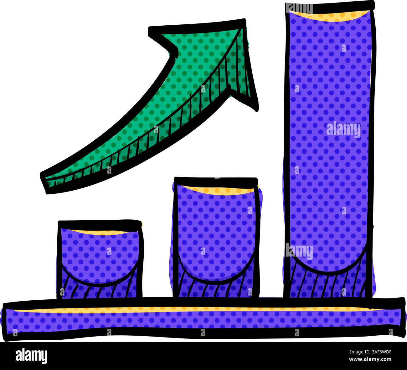 Bar chart halftone icon hand drawn color vector illustration Stock ...