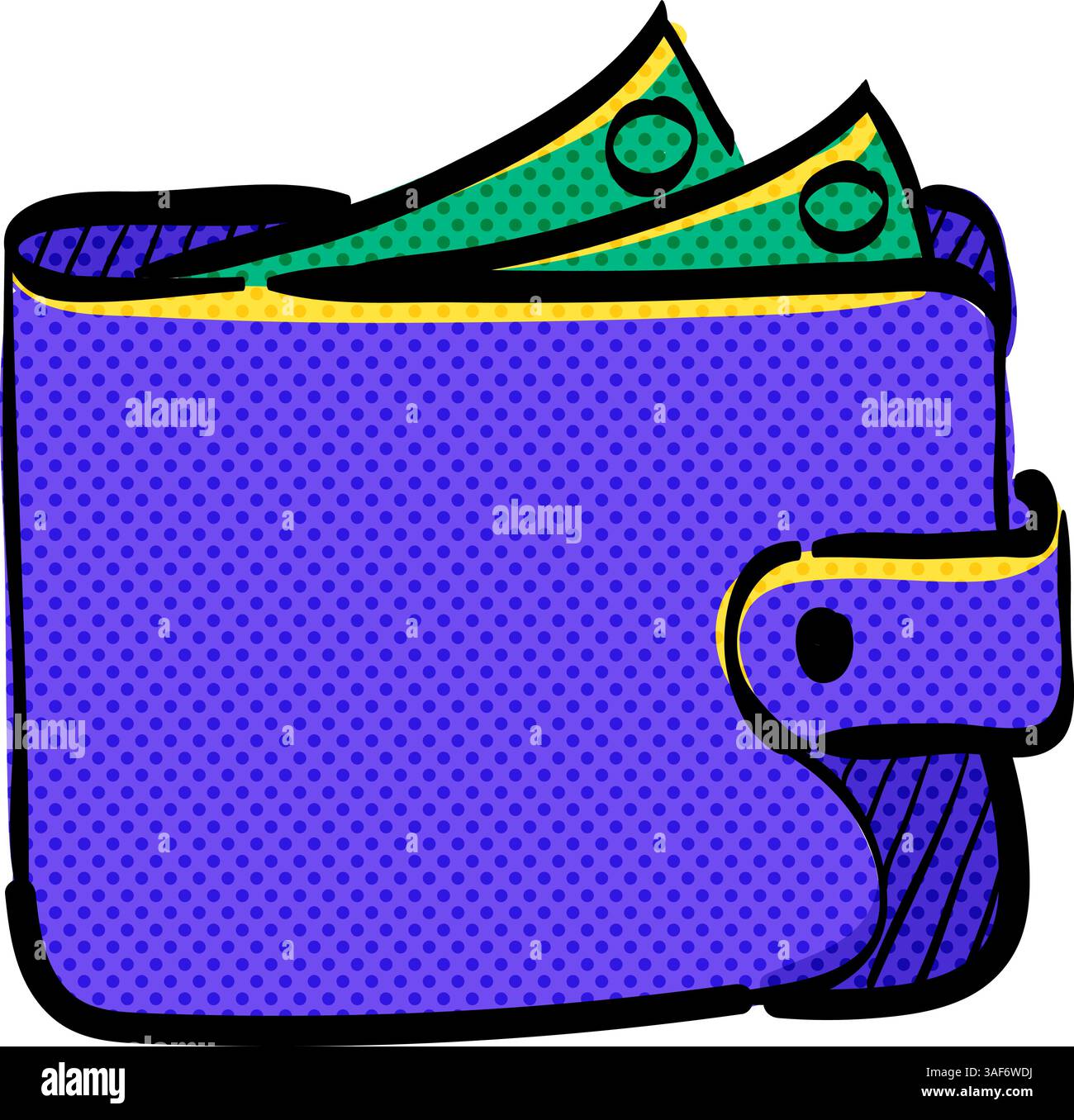 Wallet halftone icon hand drawn color vector illustration Stock Vector ...