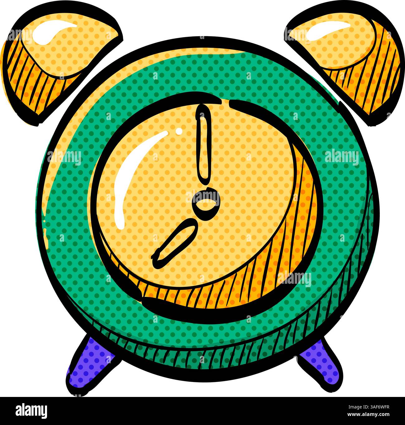 Clock halftone icon hand drawn color vector illustration Stock Vector