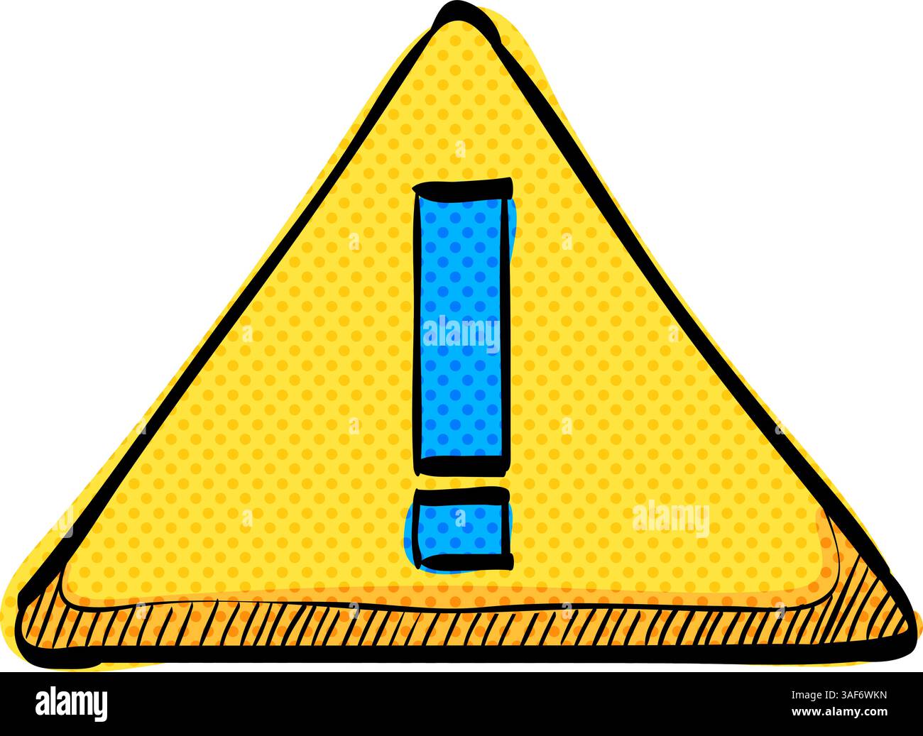 Warning sign halftone icon hand drawn color vector illustration Stock ...