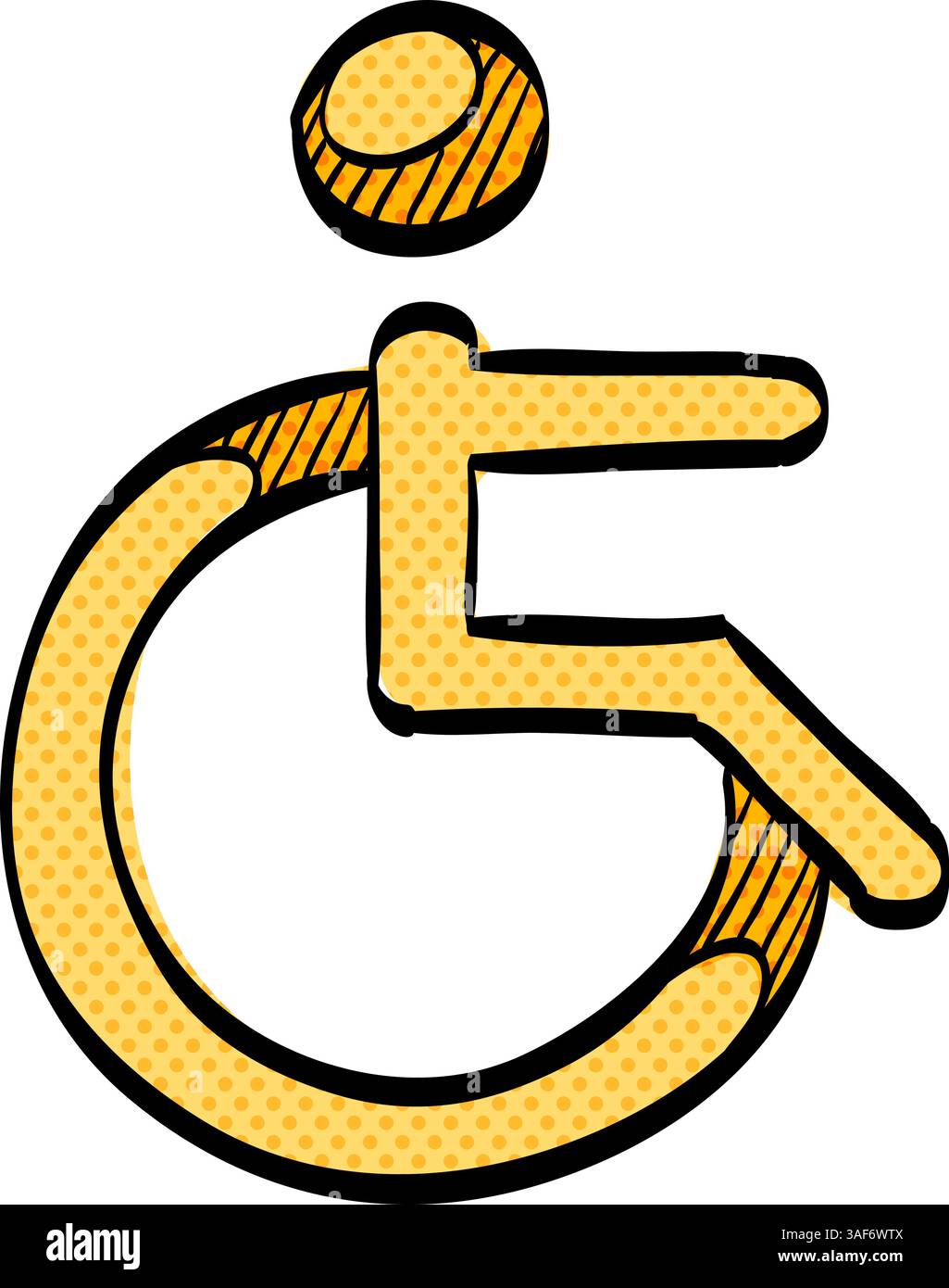 Disabled access halftone icon hand drawn color vector illustration Stock Vector