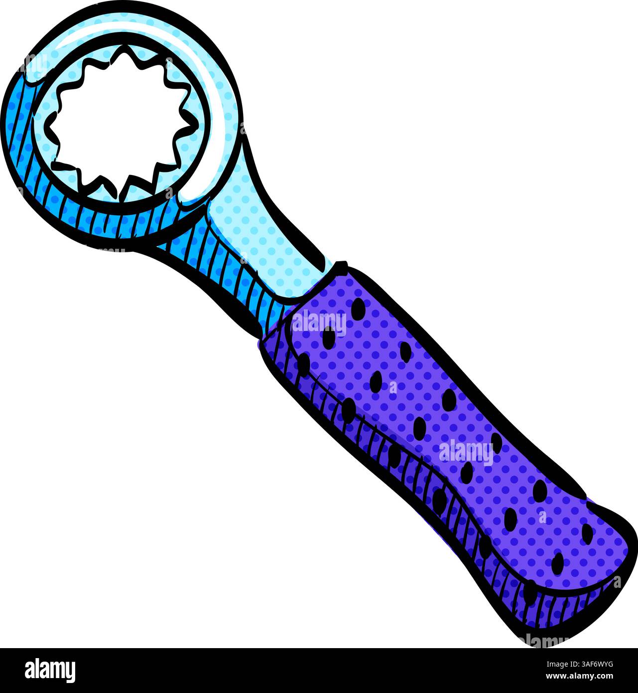 Bicycle tools halftone icon hand drawn color vector illustration Stock Vector