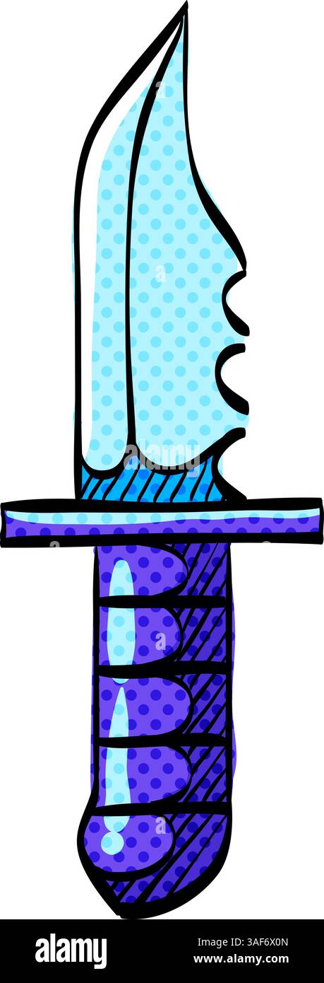 Knife halftone icon hand drawn color vector illustration Stock Vector