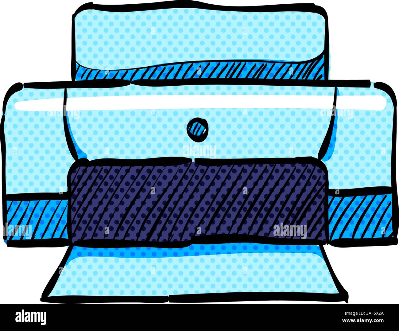 Printer halftone icon hand drawn color vector illustration Stock Vector