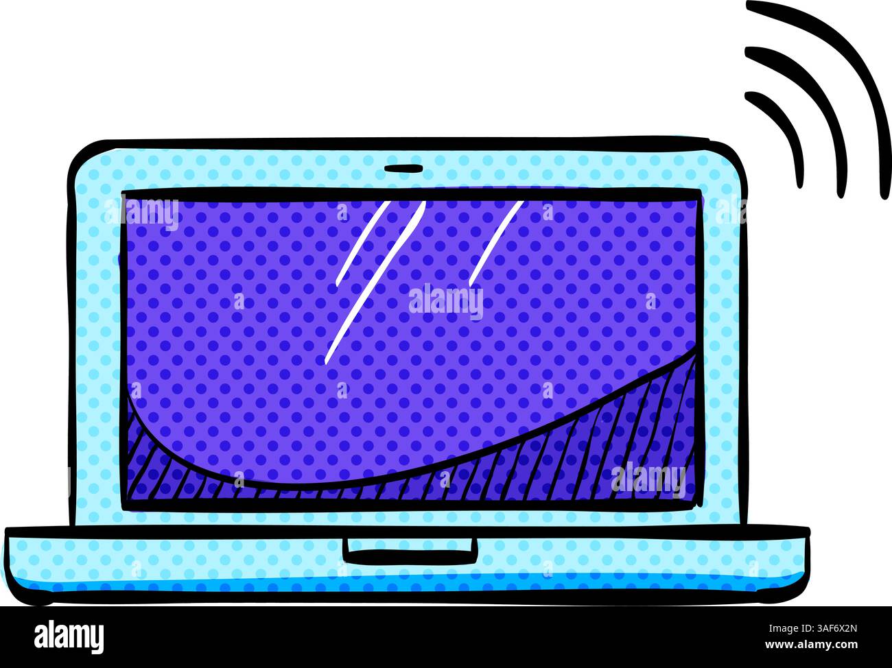 Laptops halftone icon hand drawn color vector illustration Stock Vector
