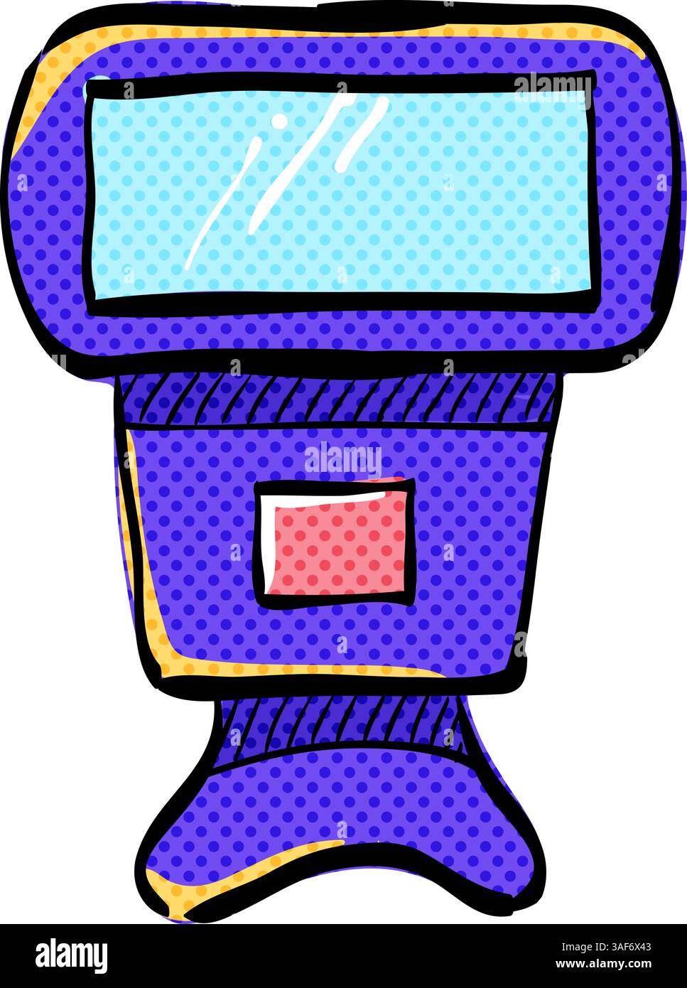 Camera flash halftone icon hand drawn color vector illustration Stock Vector