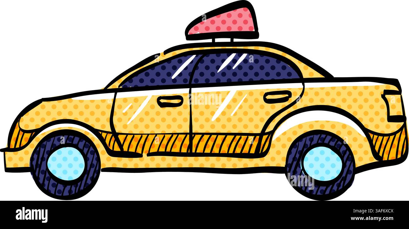 Safety car halftone icon hand drawn color vector illustration Stock ...