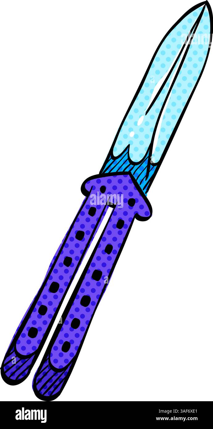 Knife halftone icon hand drawn color vector illustration Stock Vector