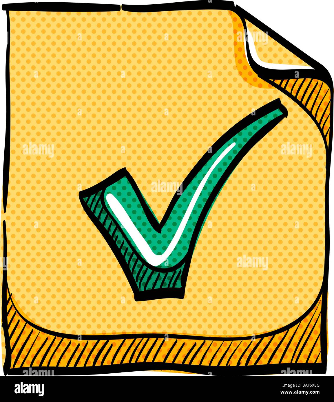 Check mark halftone icon hand drawn color vector illustration Stock Vector