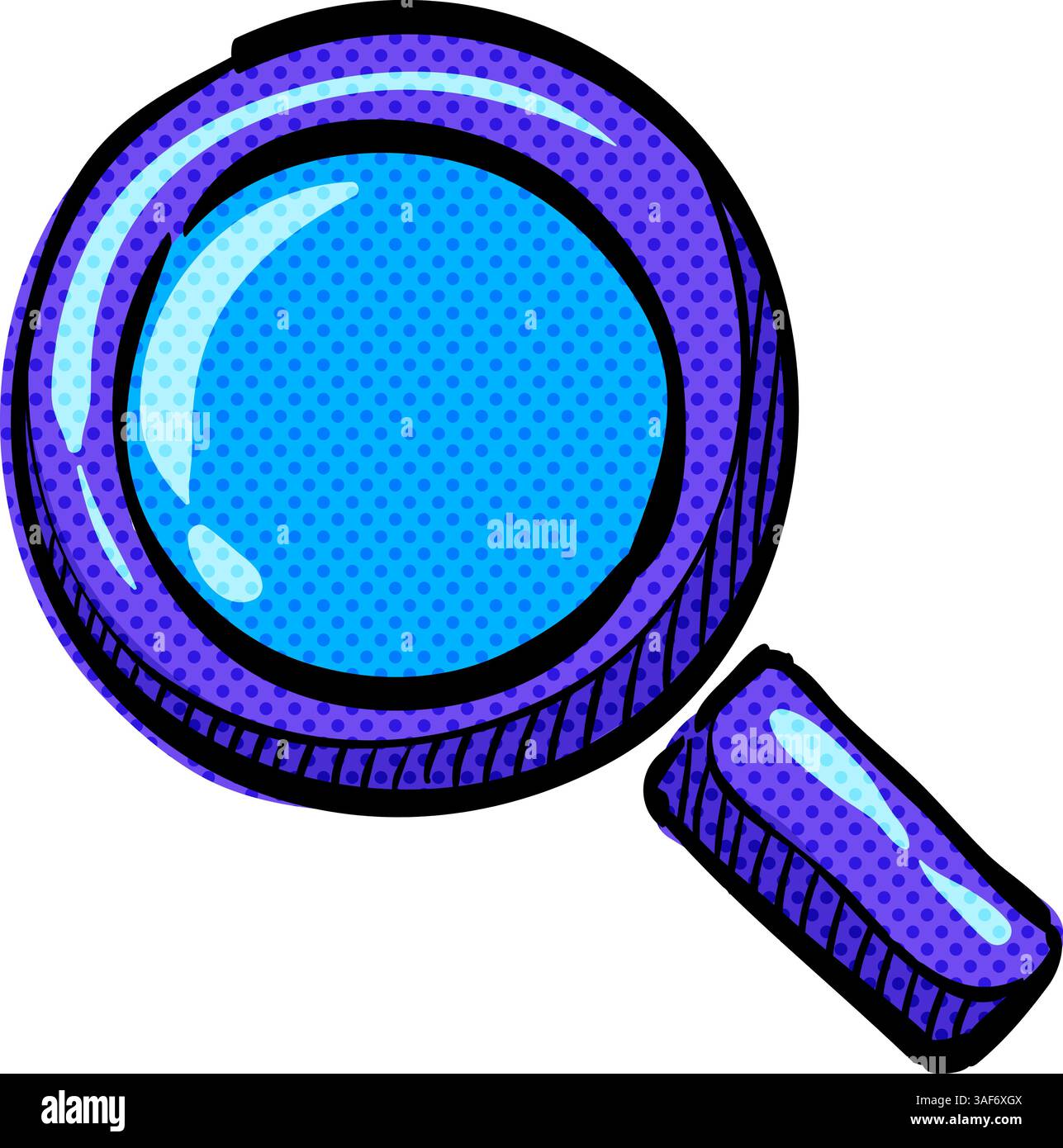 Magnifier halftone icon hand drawn color vector illustration Stock ...