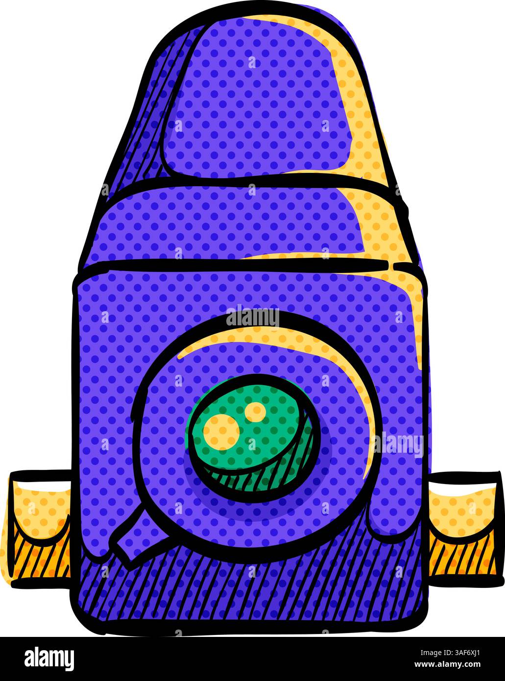 Camera halftone icon hand drawn color vector illustration Stock Vector