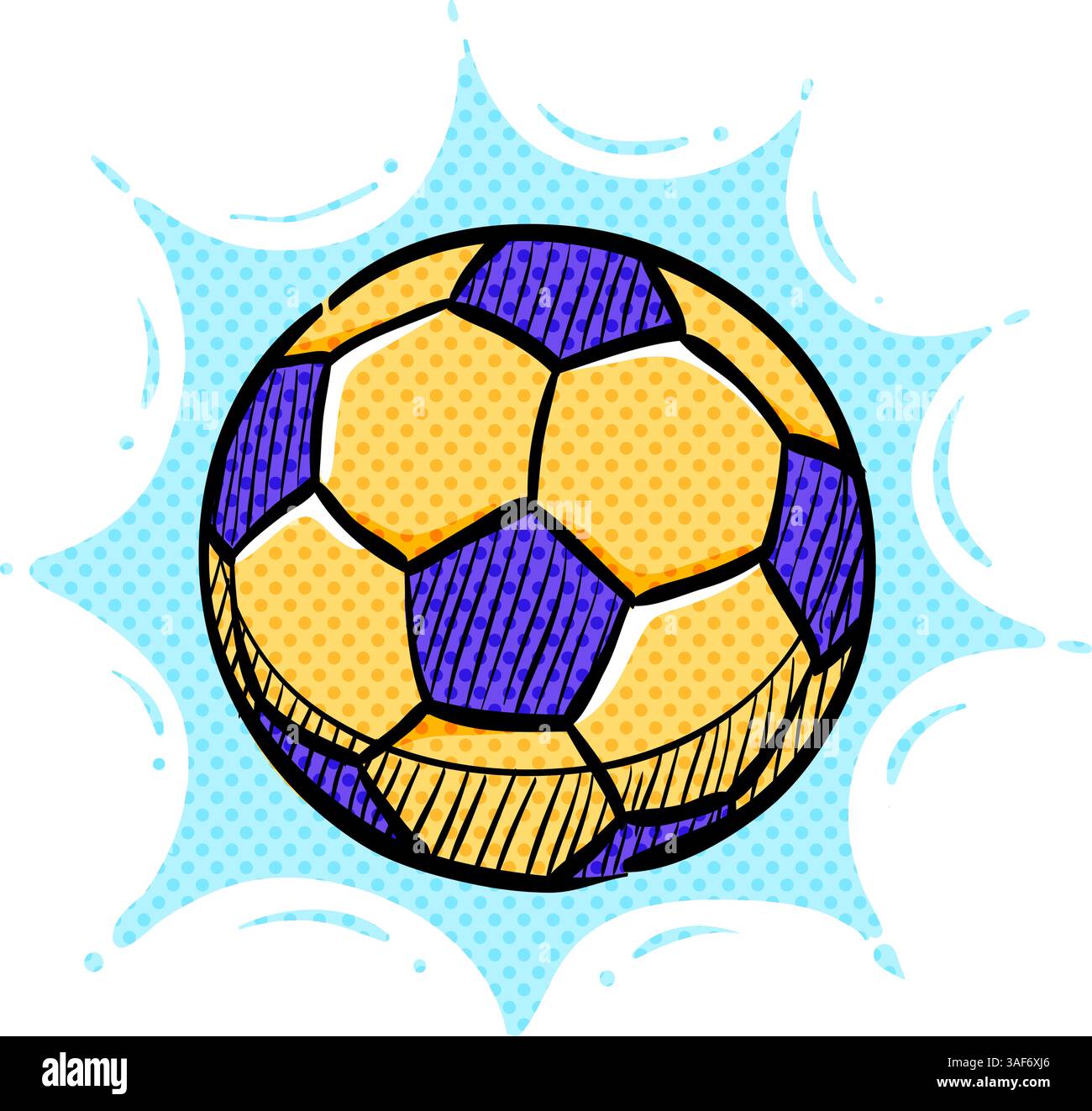 Soccer ball halftone icon hand drawn color vector illustration Stock ...