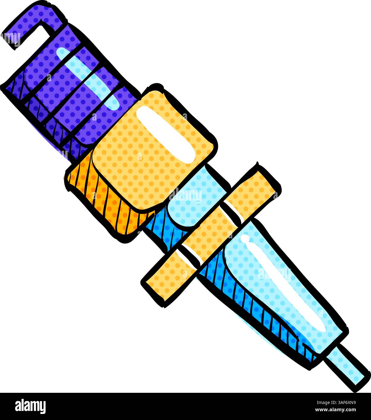 Spark plug halftone icon hand drawn color vector illustration Stock Vector