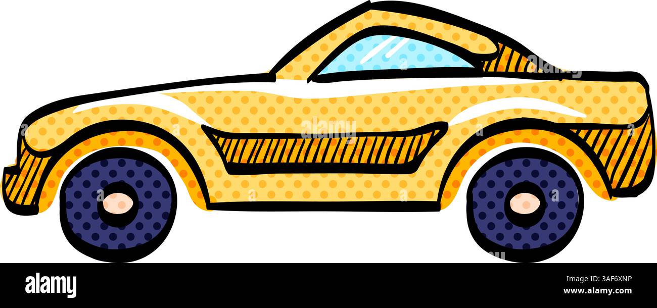 Sport car halftone icon hand drawn color vector illustration Stock ...
