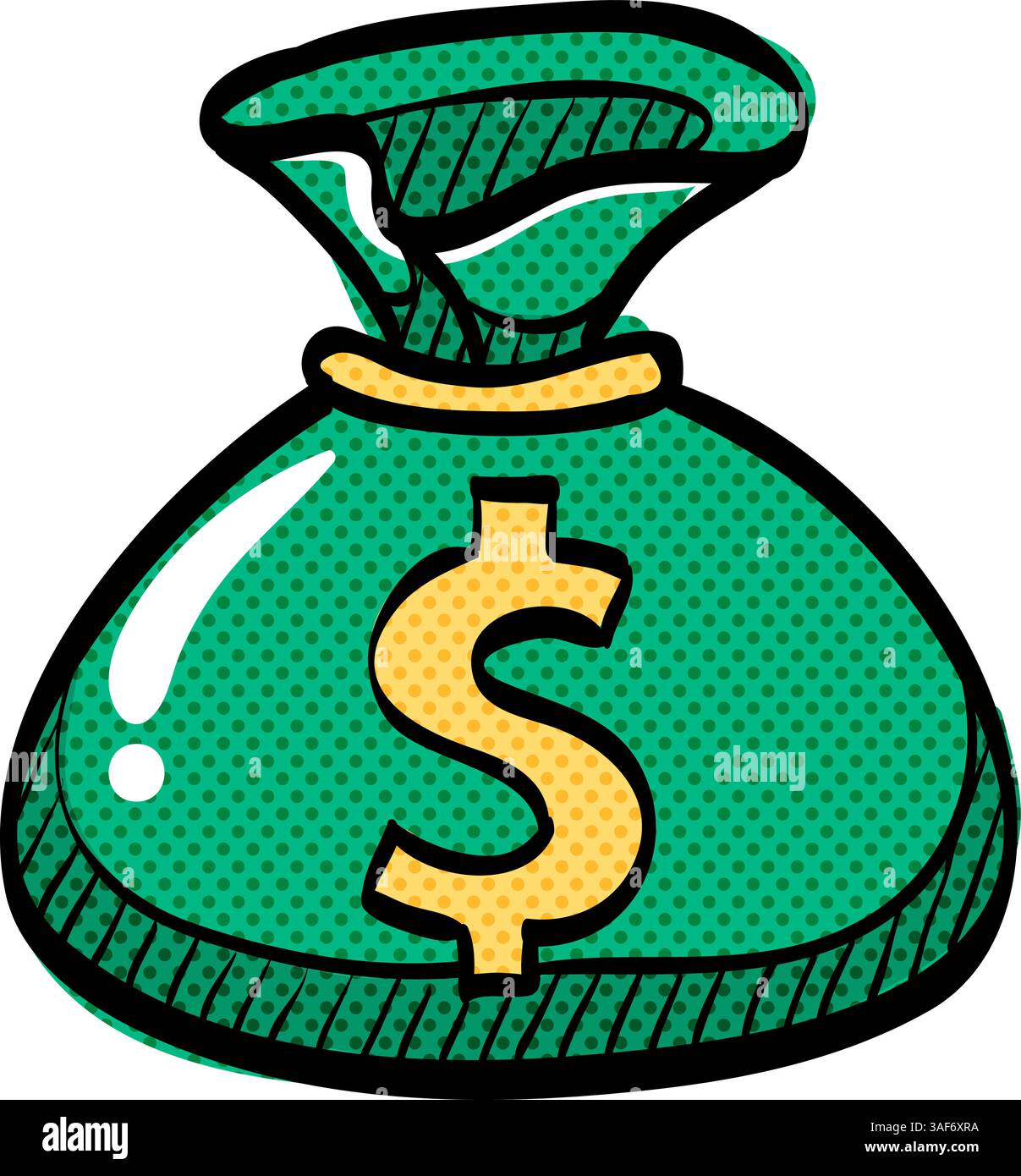 Money sack halftone icon hand drawn color vector illustration Stock ...