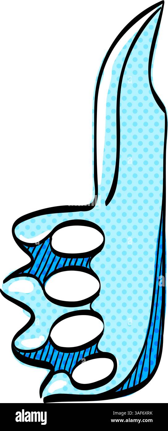 Knife halftone icon hand drawn color vector illustration Stock Vector