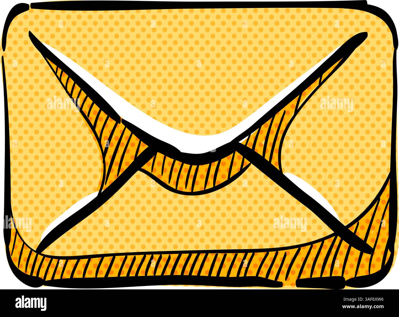 Email halftone icon hand drawn color vector illustration Stock Vector