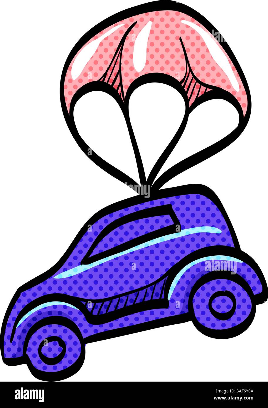 Car parachute halftone icon hand drawn color vector illustration Stock ...