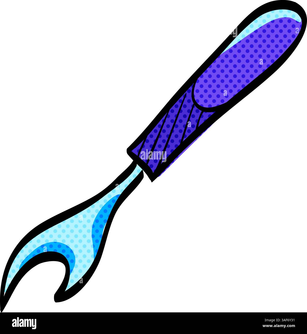 Seam ripper halftone icon hand drawn color vector illustration Stock ...