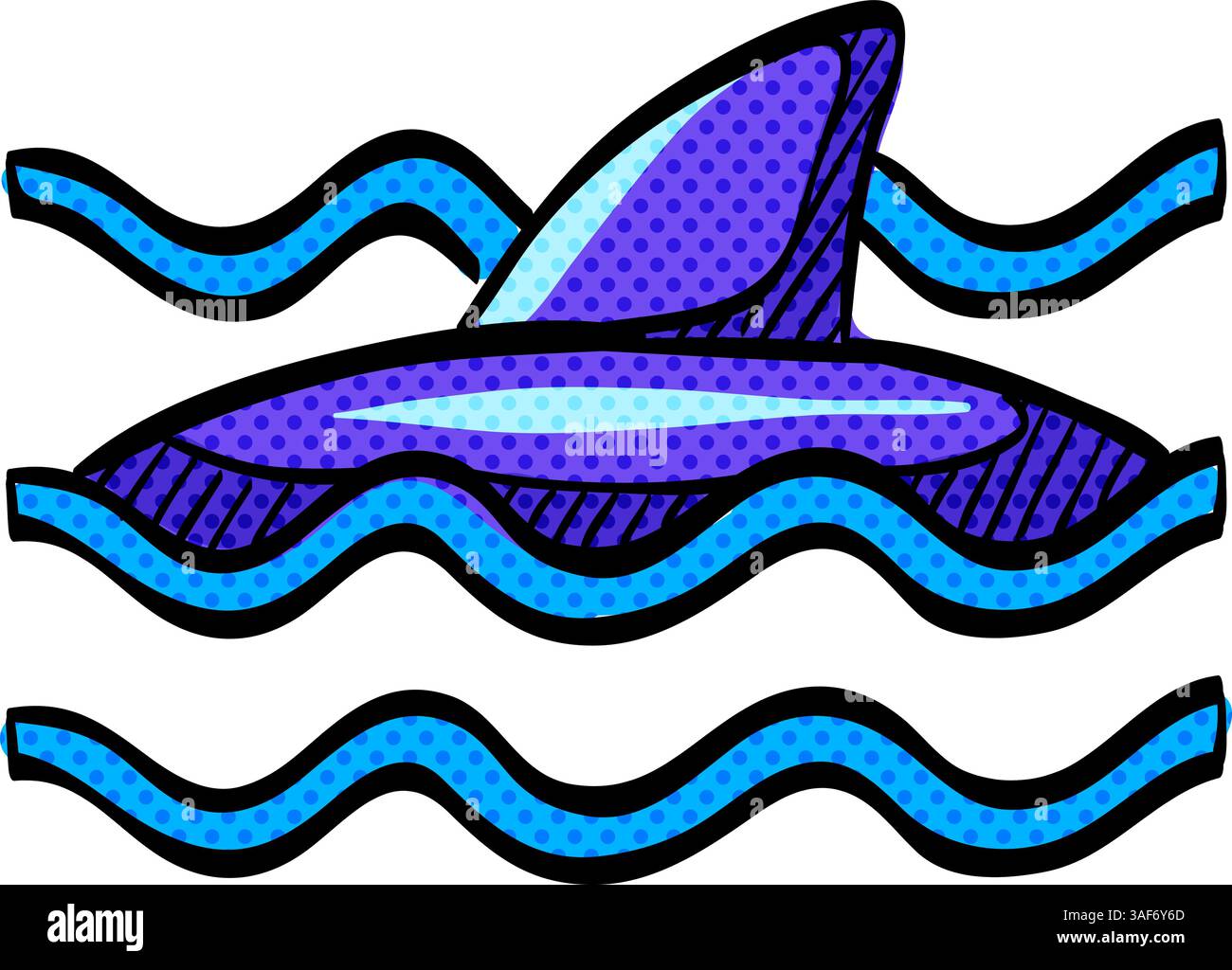 Shark halftone icon hand drawn color vector illustration Stock Vector ...